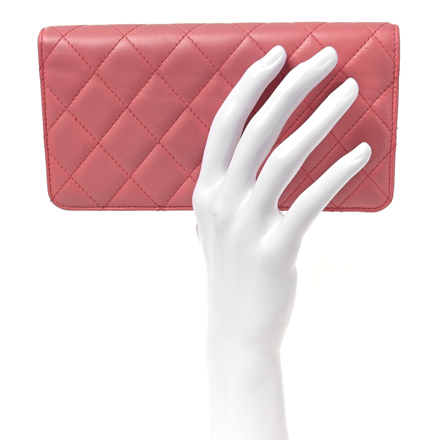 Lambskin Quilted Yen Wallet Pink