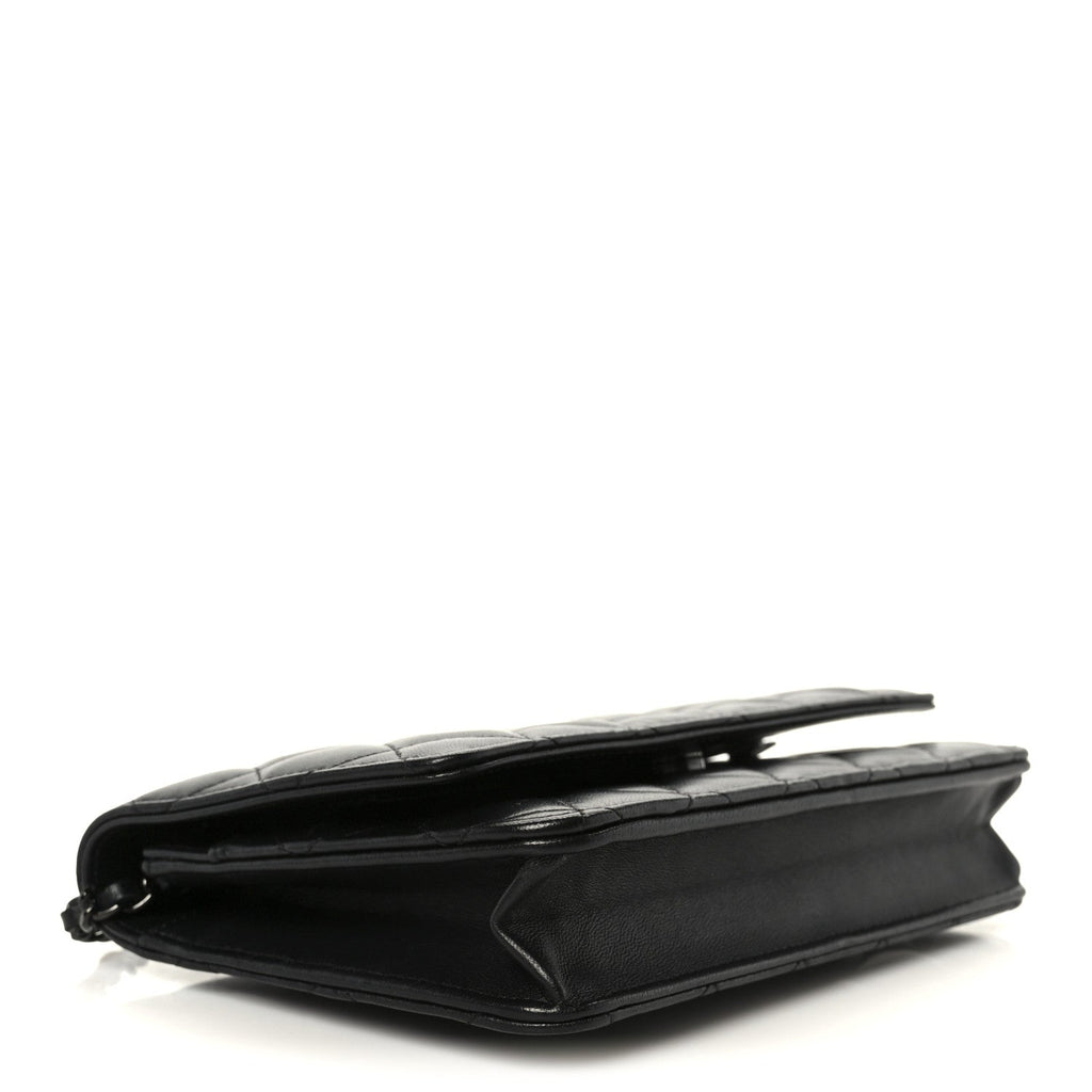 Chanel Lambskin Quilted Wallet On Chain WOC So Black