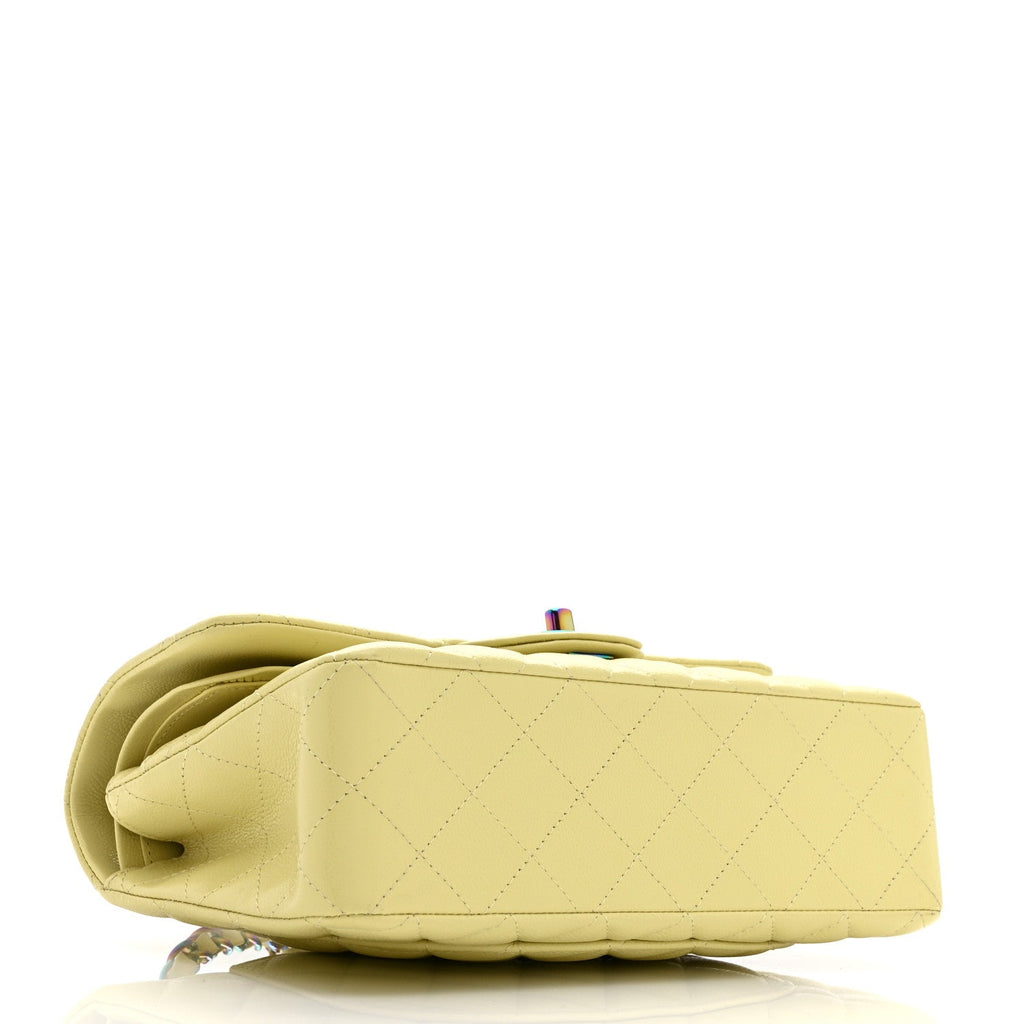 Chanel Caviar Quilted Rainbow CC Small Double Flap Green