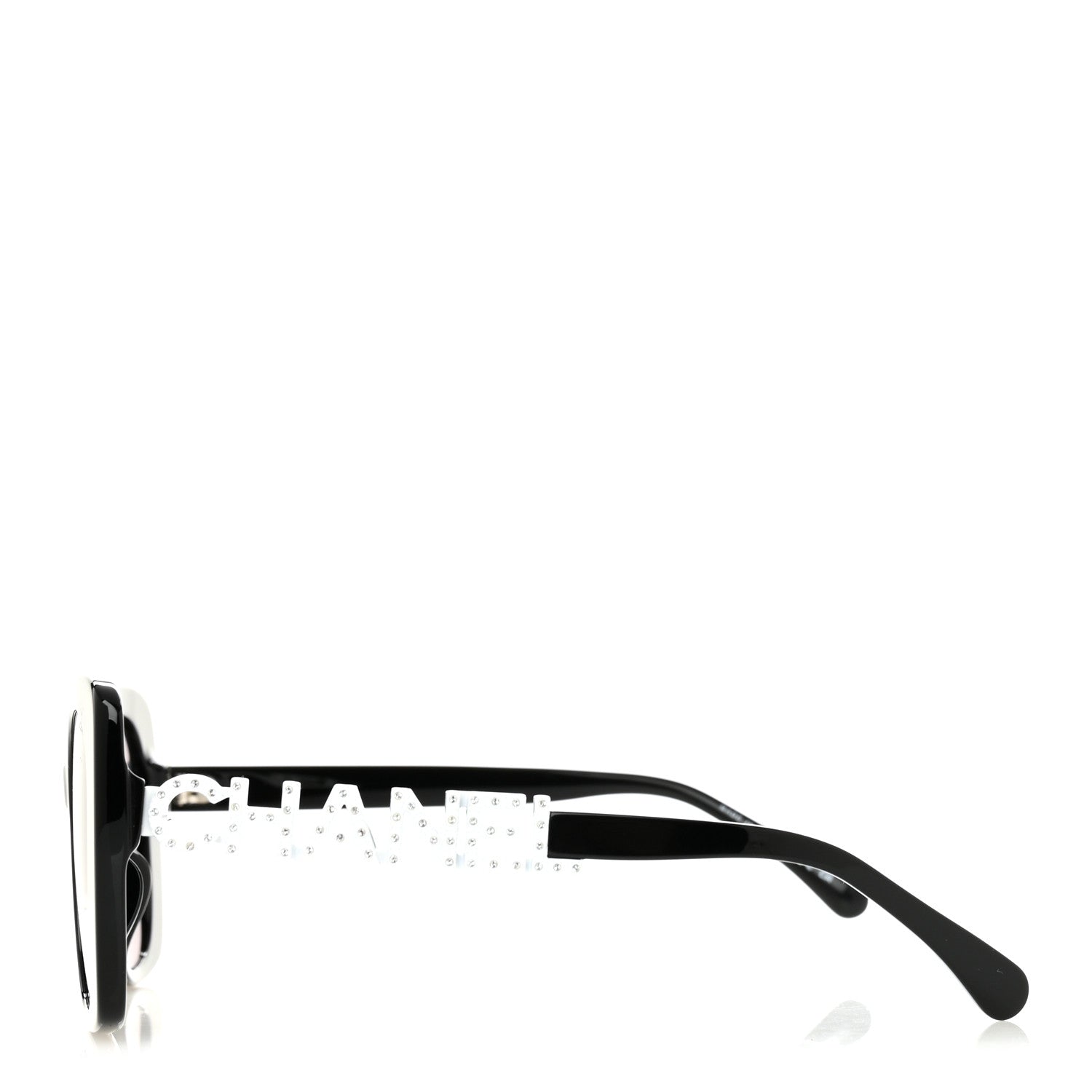 Acetate Strass Square Sunglasses 5422-B-A Black White