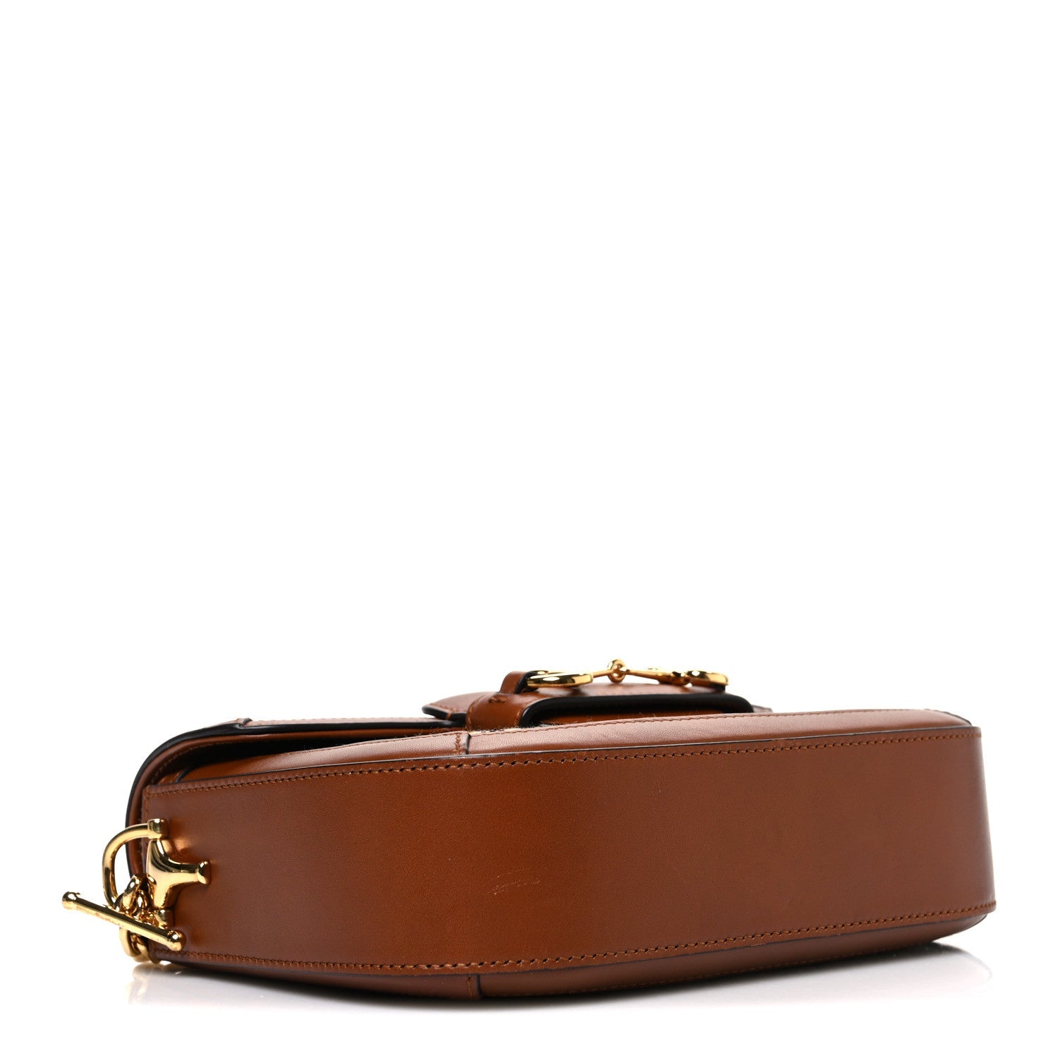 Gucci New Canvas Charisma Calfskin Crystal GG Monogram Mini Horsebit 1955 Shoulder Bag Camel Ebony