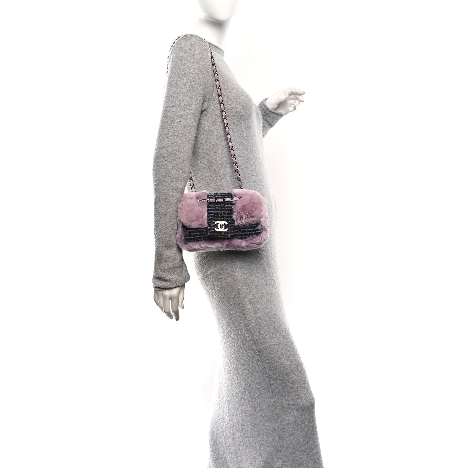 Chanel Rabbit Fur Tweed Small Fantasy Flap Lilac