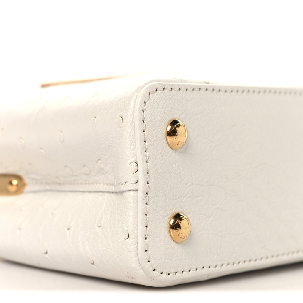 Louis Vuitton Iridescent Ostrich Capucines Mini White Gold