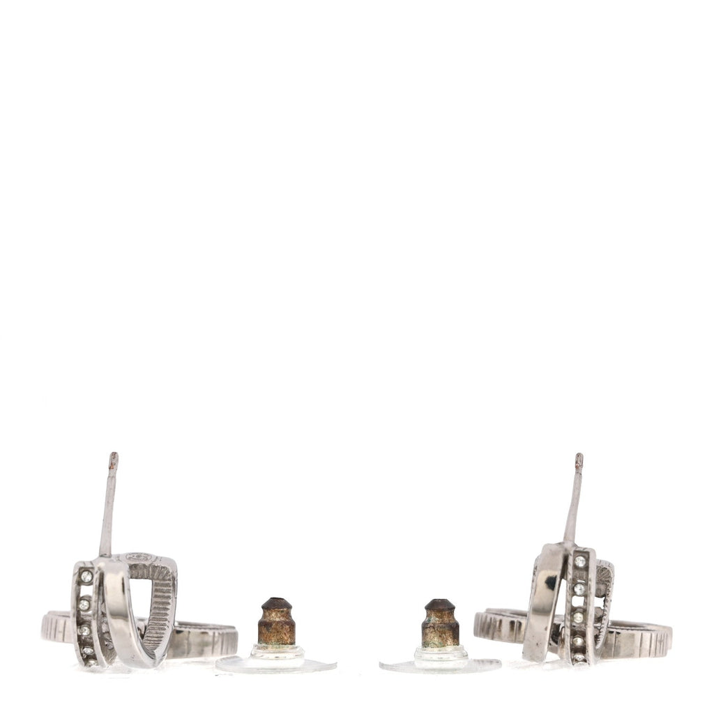 Crystal CC Drop Earrings Silver