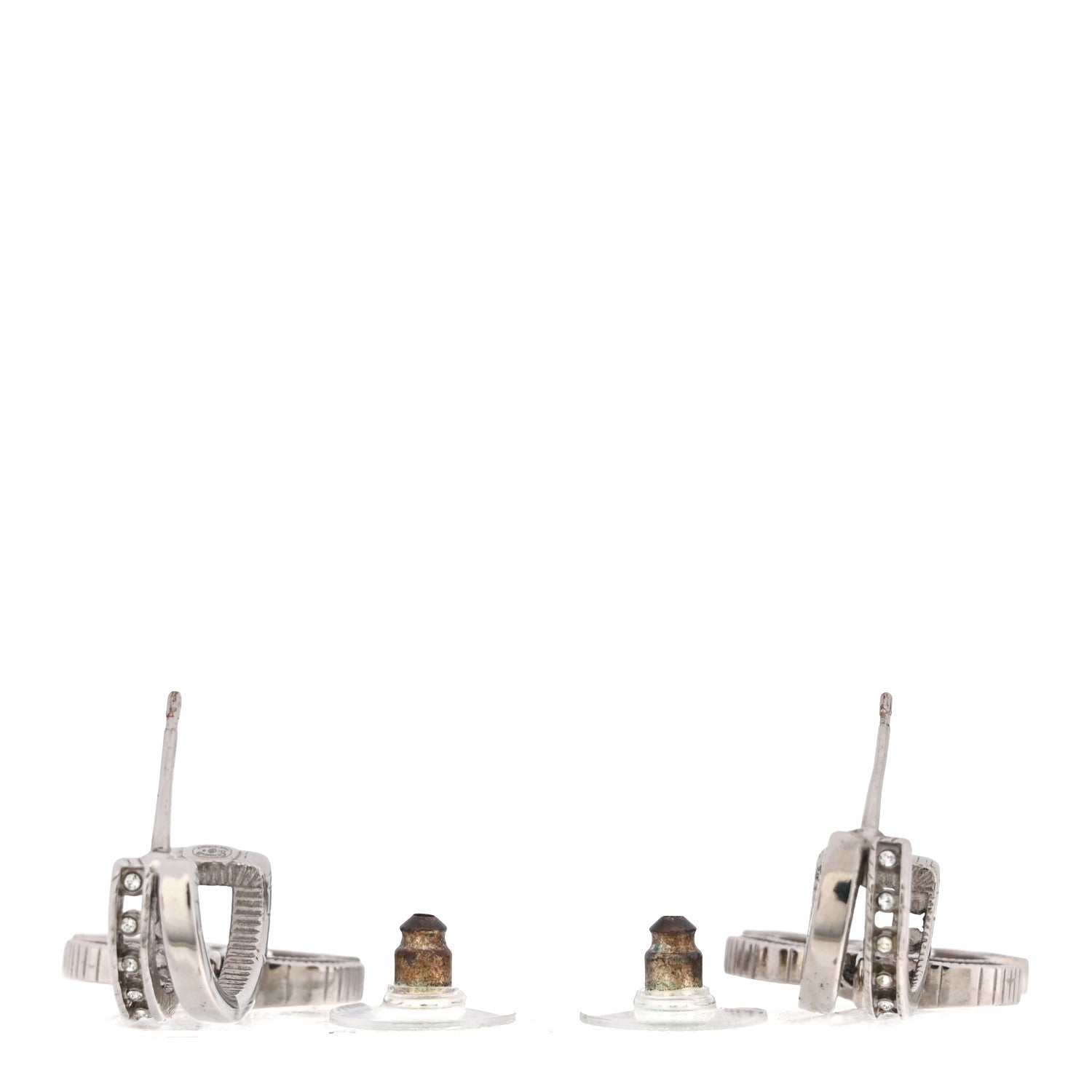 Crystal CC Drop Earrings Silver