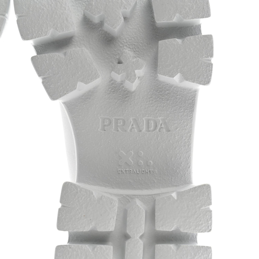 Prada Knit Rubber Triangle Logo Monolith 55mm Ankle Boots 38 Bianco