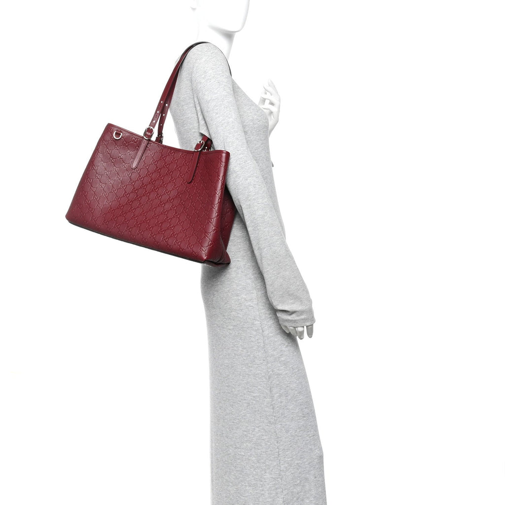 Gucci GG Calfskin Embossed Calfskin Large Tote Bag Rose Ancora
