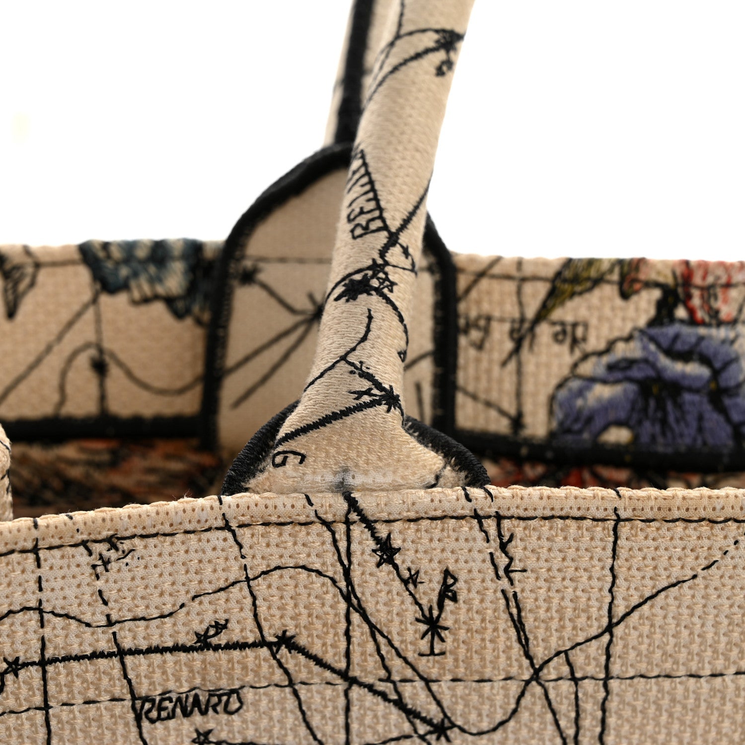 Christian Dior Canvas Embroidered Large Zodiac Book Tote Latte Multicolor