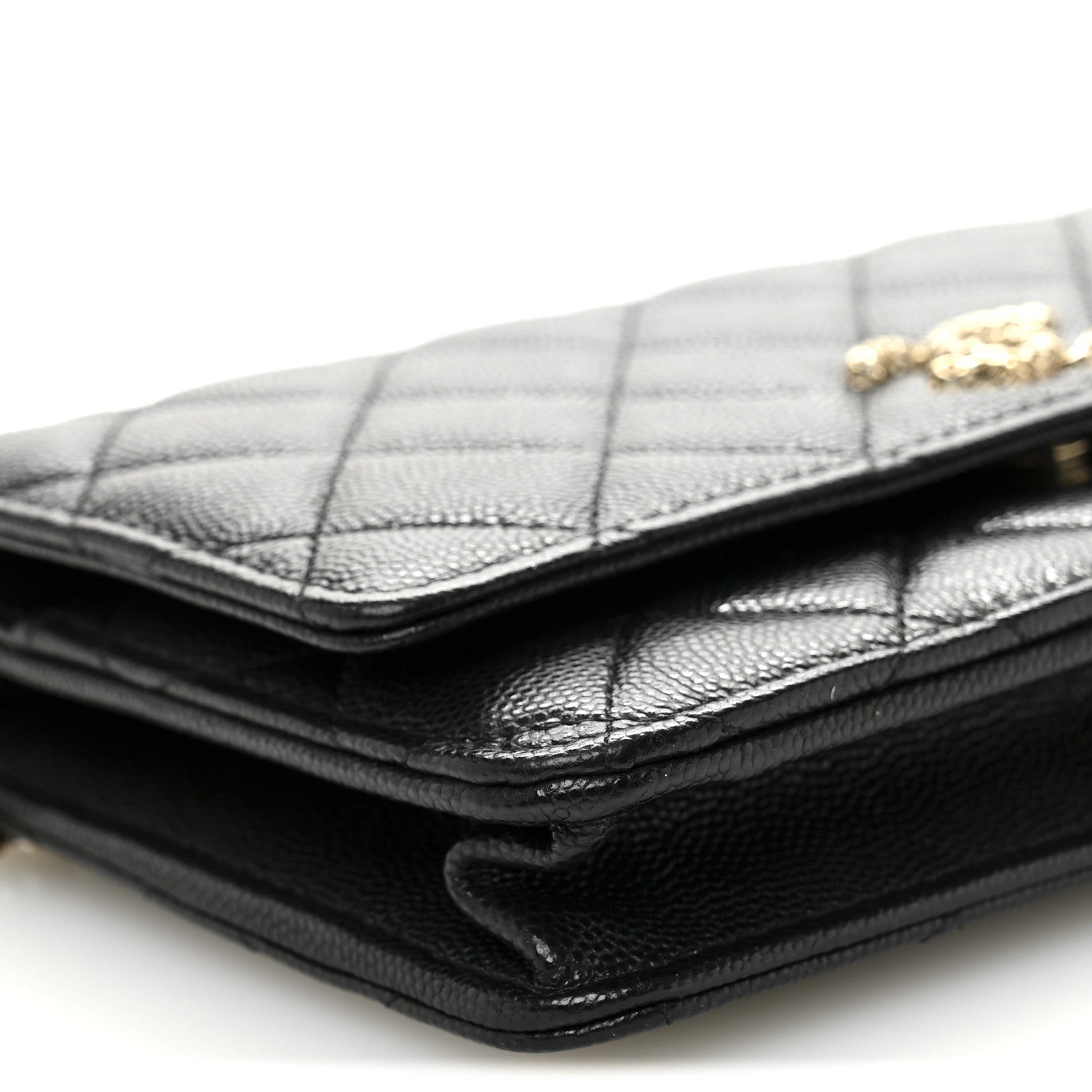 Chanel Caviar Quilted Perforated Metal CC Wallet On Chain WOC Black