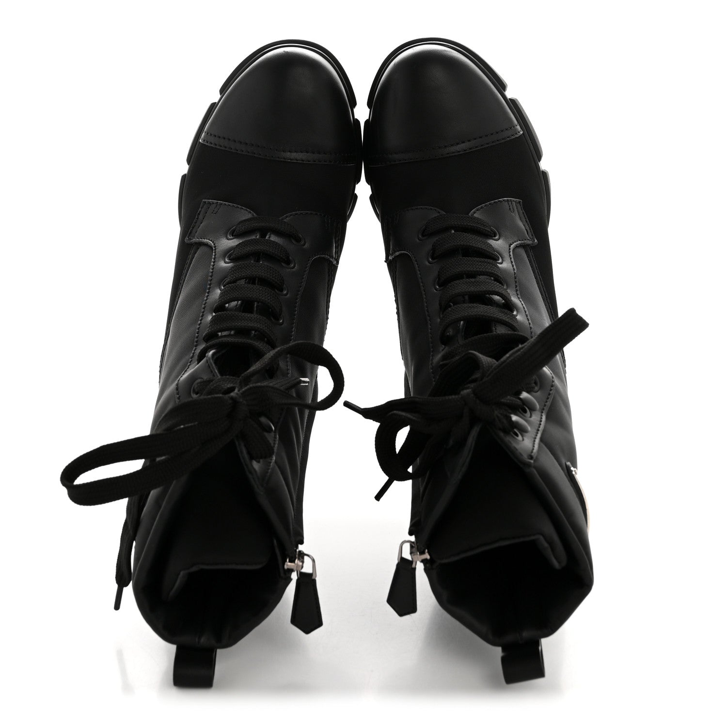 Prada Spazzolato Re-Nylon Metal Triangle Logo 110mm Ankle Boots 40 Black