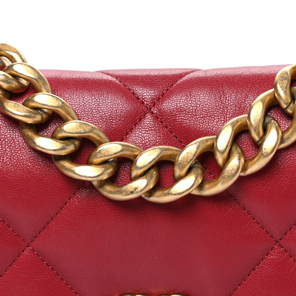 Chanel Goatskin Quilted Large Chanel 19 Flap Red
