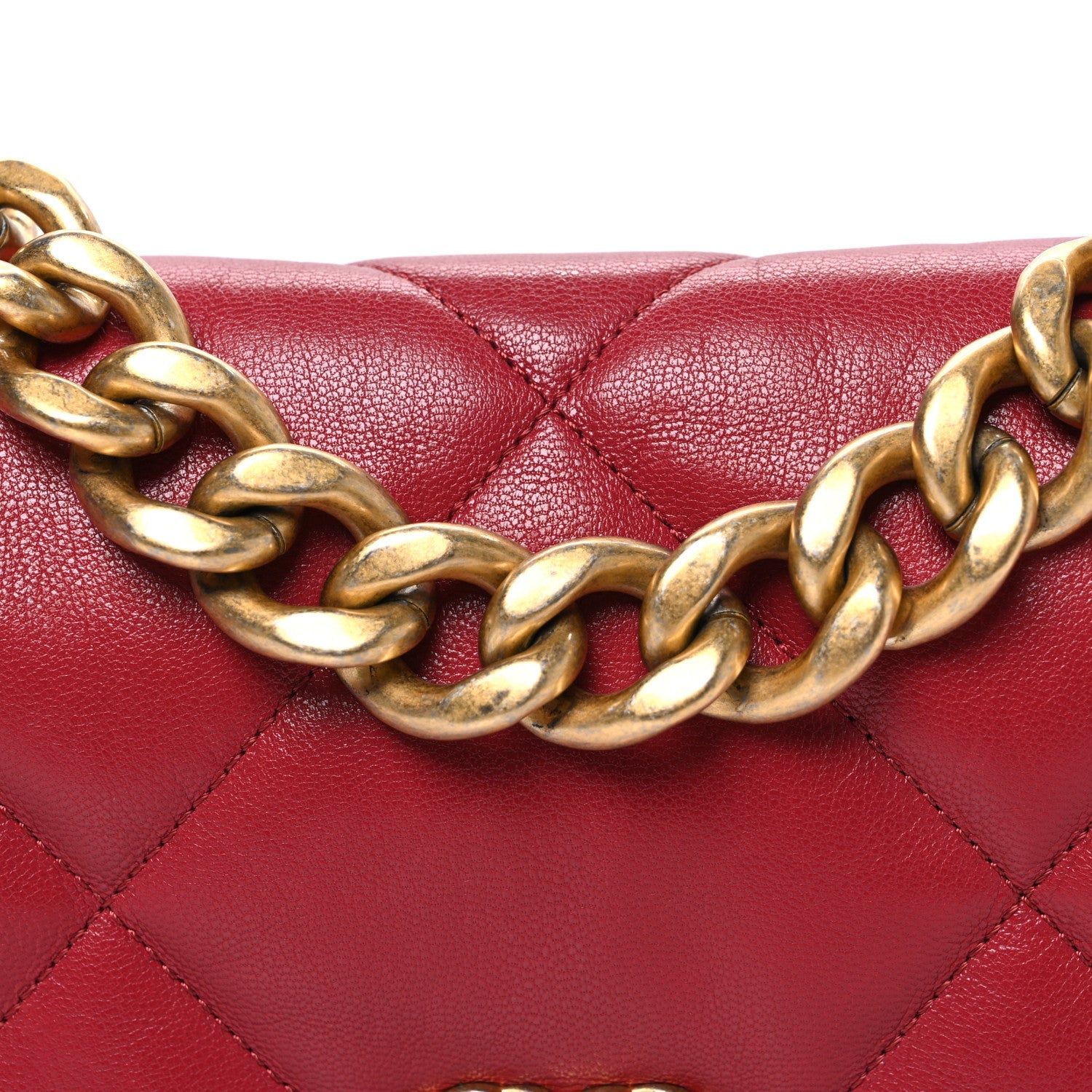 Chanel Goatskin Quilted Large Chanel 19 Flap Red