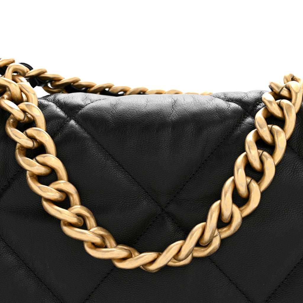 Chanel Goatskin Quilted Maxi Chanel 19 Flap Black