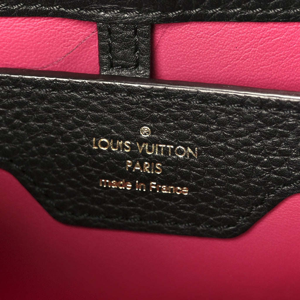 Louis Vuitton Taurillon Capucines PM Black Fuchsia