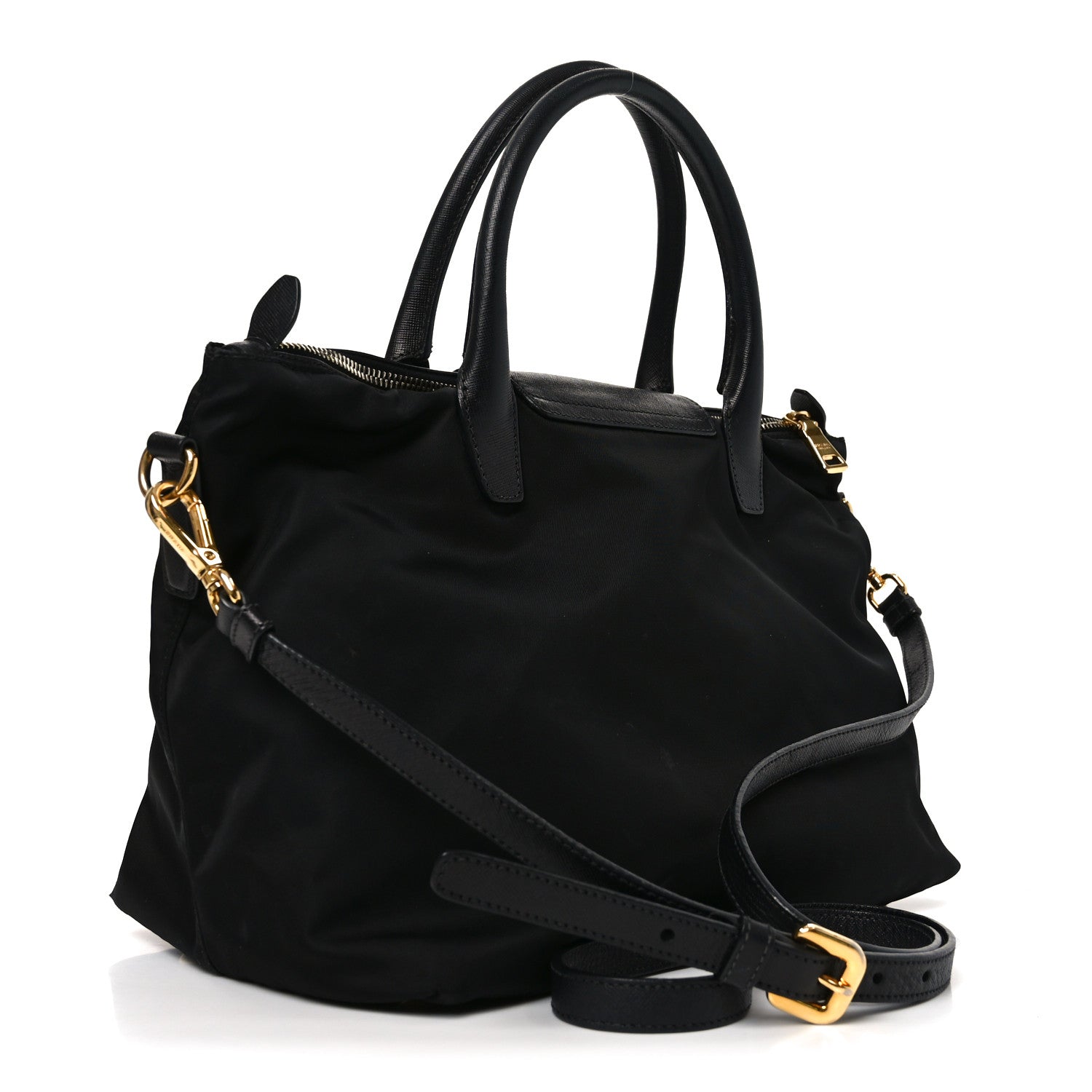 Prada Tessuto Nylon Saffiano Shopping Tote Black