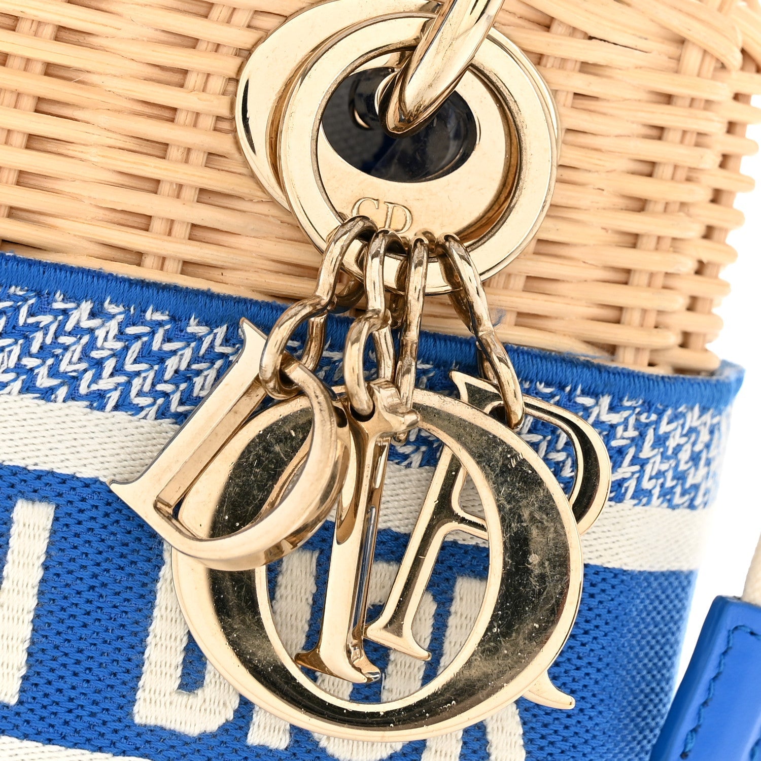 Christian Dior Wicker Oblique Mini Lady Dior Bag Florescent Blue