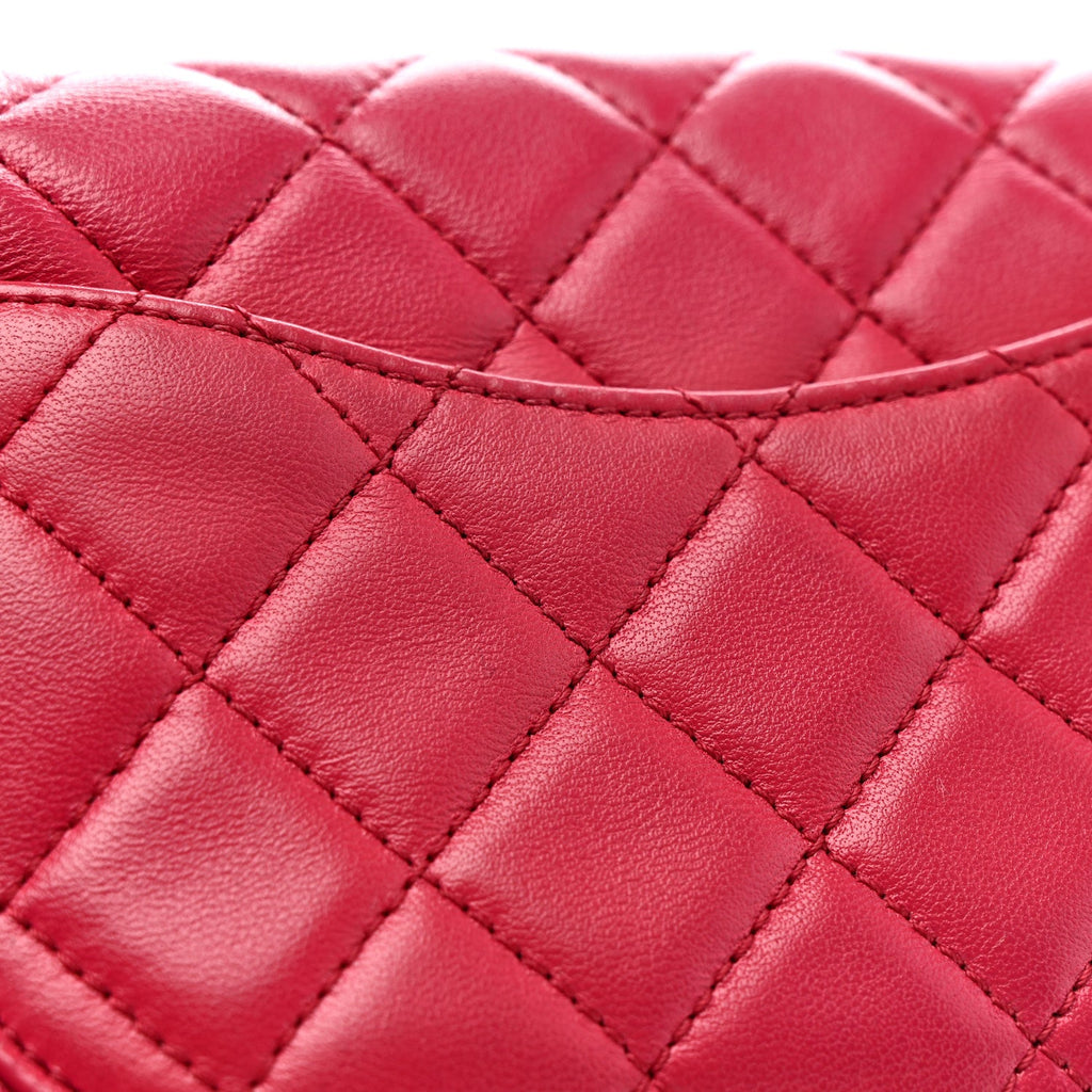 Chanel Lambskin Quilted Mini Rectangular Pearl Crush Flap Fuchsia