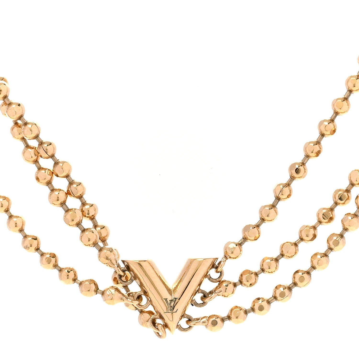 Louis Vuitton Metal Essential V Skin Necklace Gold