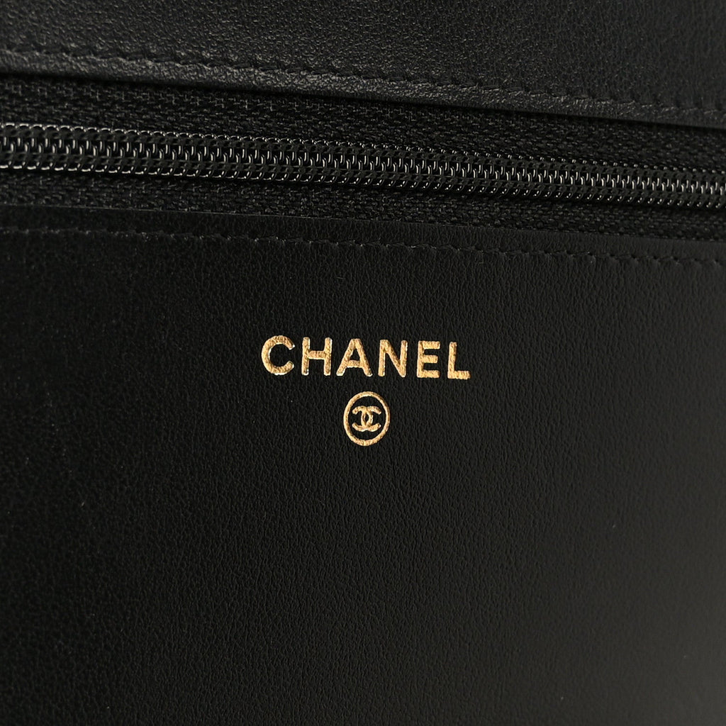 Chanel Caviar Quilted Boy Wallet On Chain WOC Black