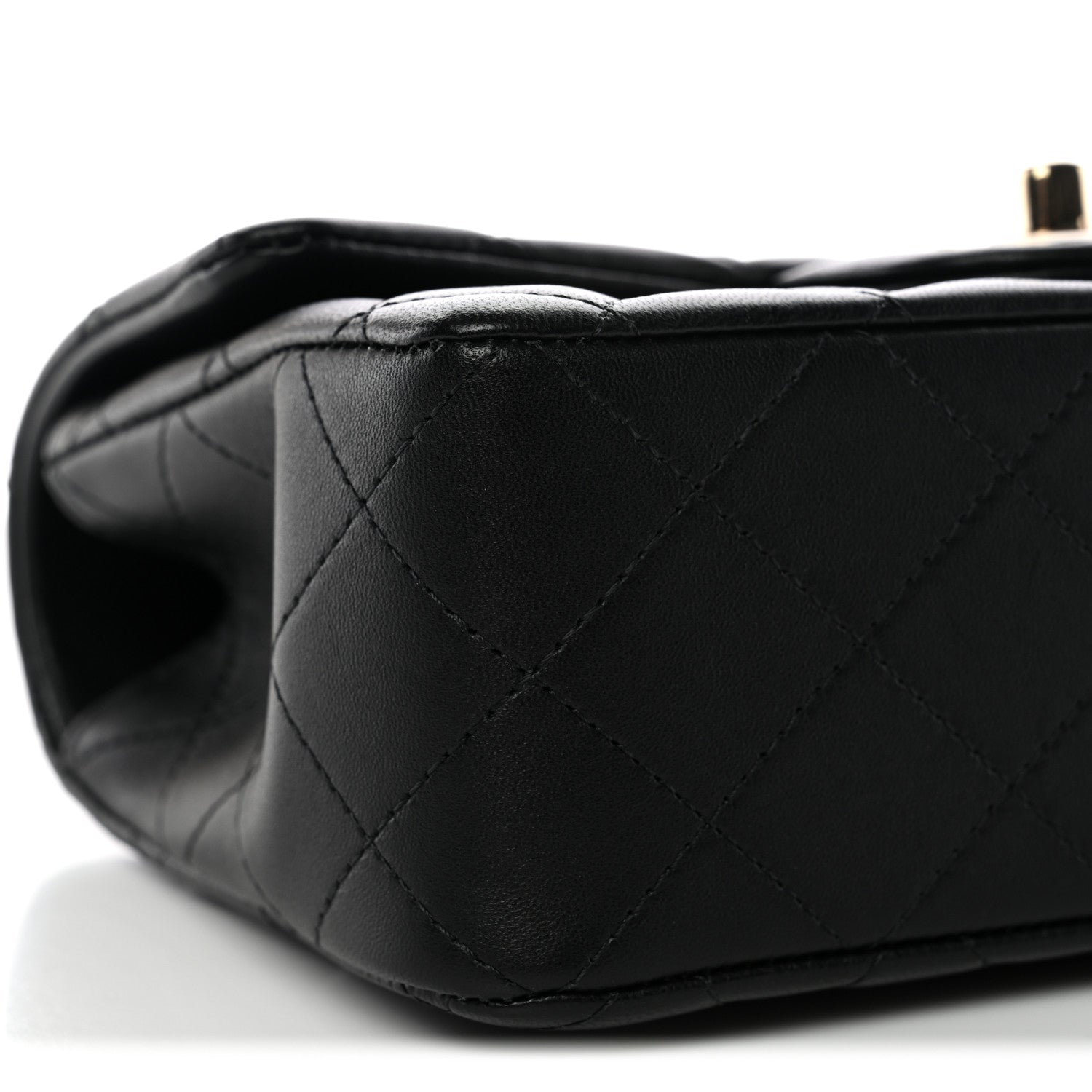 Chanel Lambskin Quilted Mini Top Handle Rectangular Flap Black