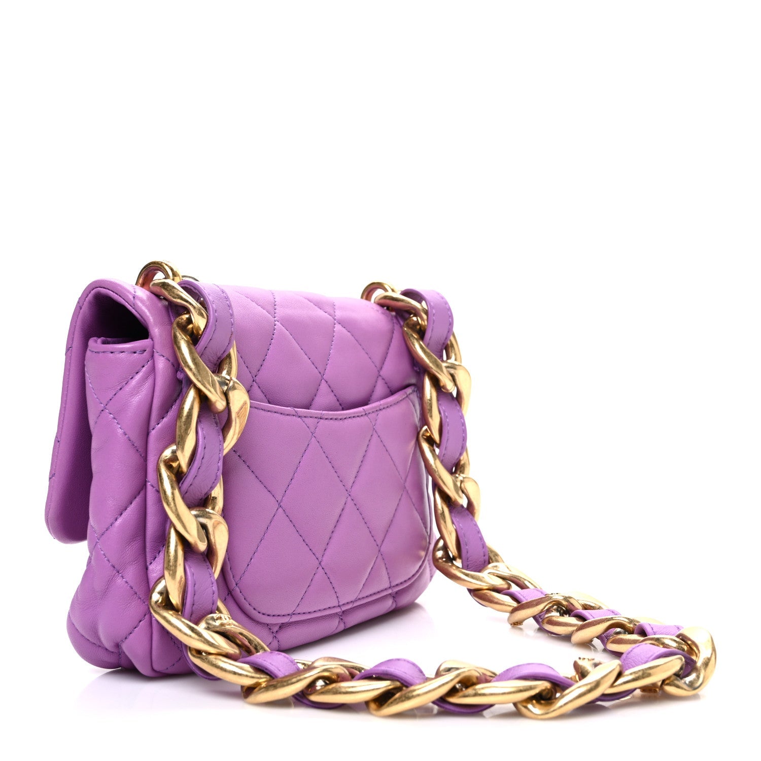 Chanel Lambskin Quilted Small CC Funky Town Flap Purple