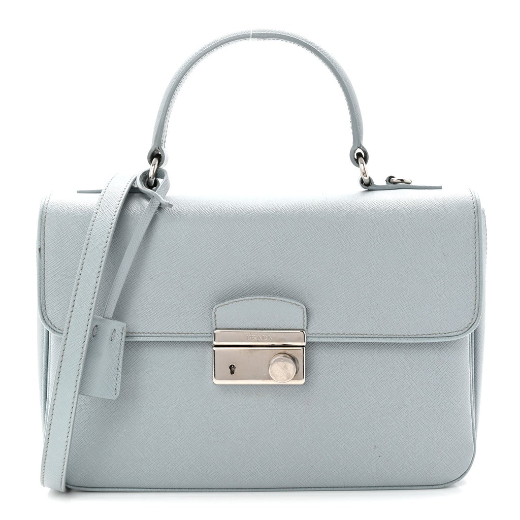 Prada Saffiano Lux Sound Top Handle Light Blue