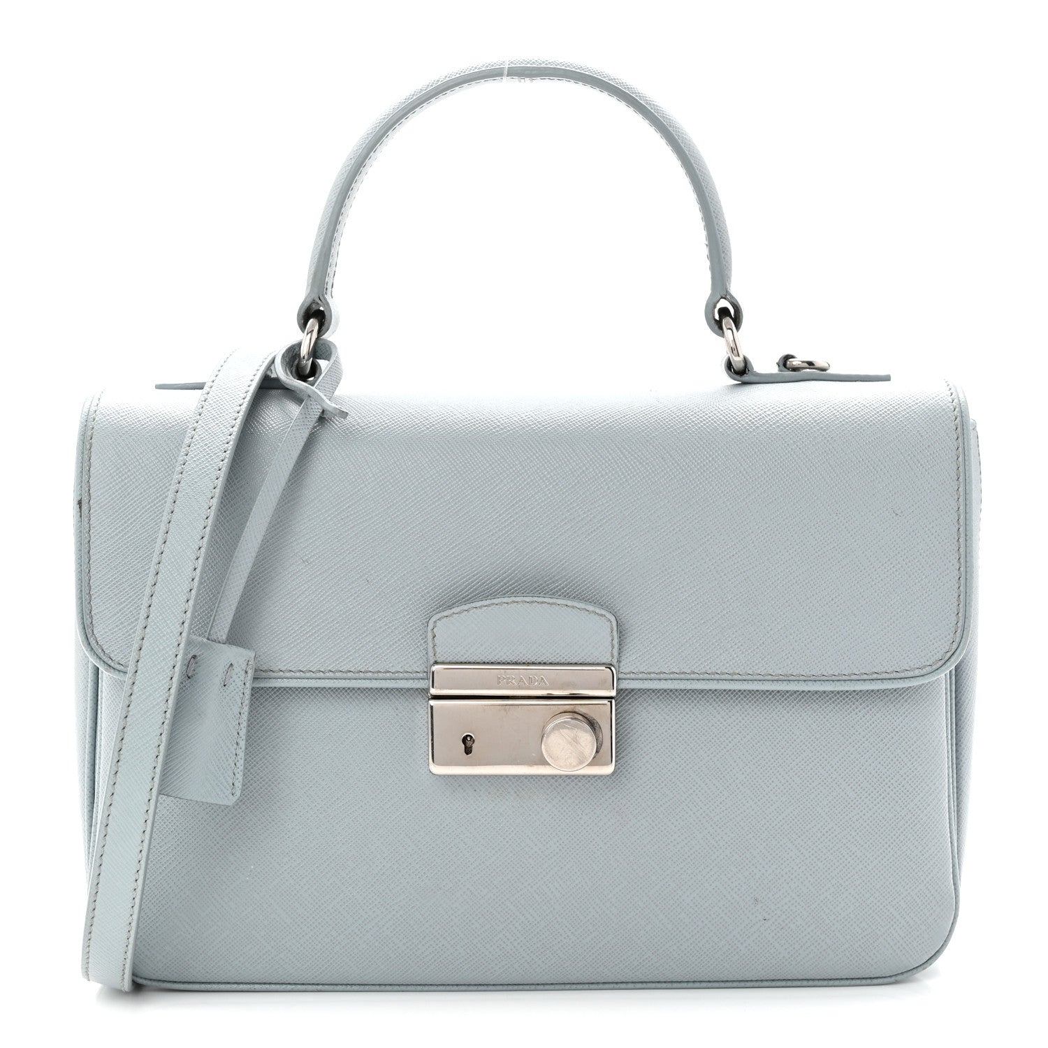 Prada Saffiano Lux Sound Top Handle Light Blue