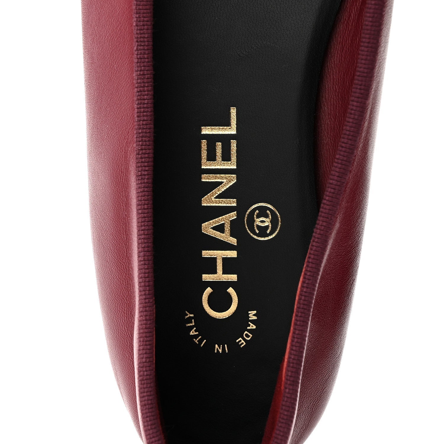 Lambskin Cap Toe CC Ballerina Flats 38 Burgundy Black