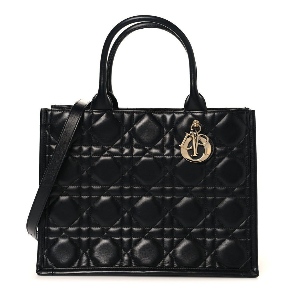 Christian Dior Calfskin Macro Cannage Medium Book Tote Black