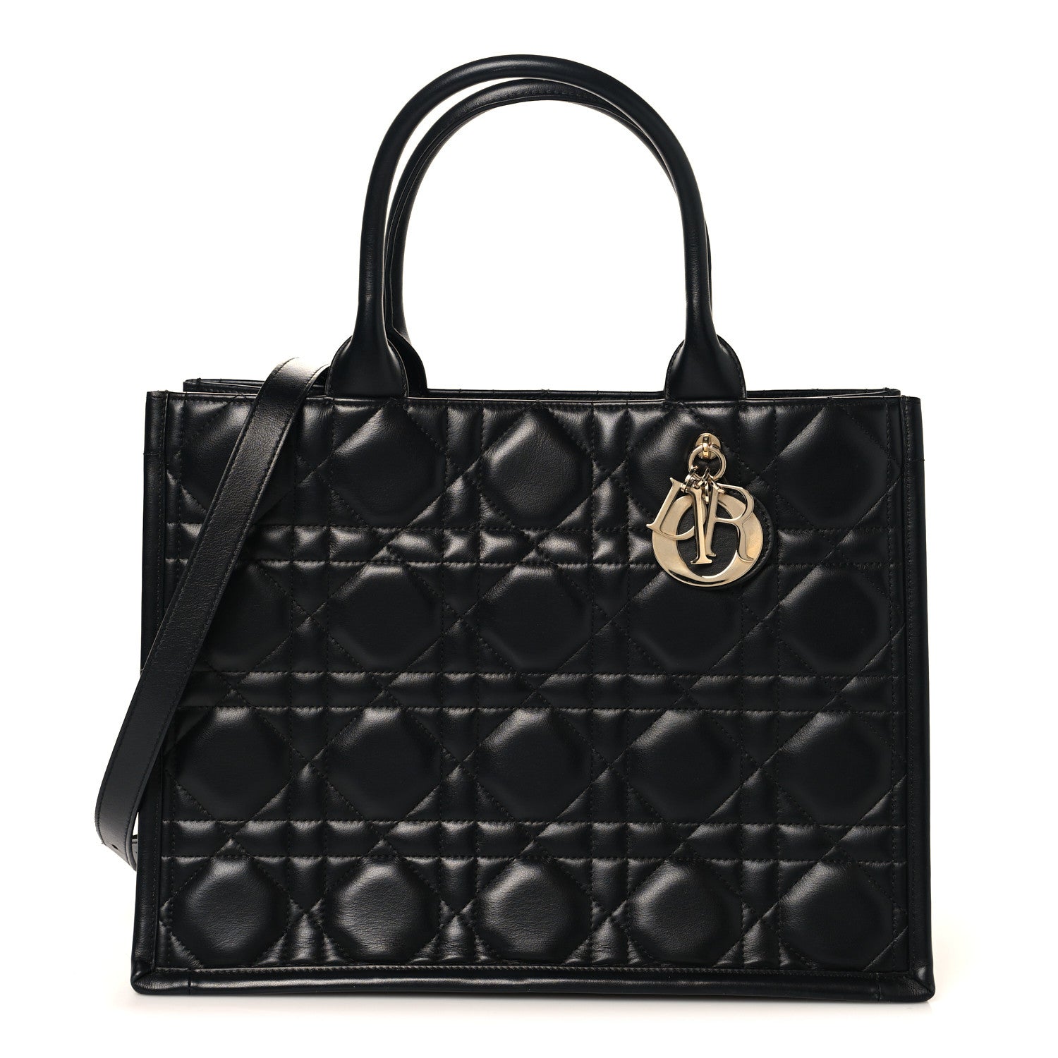 Christian Dior Calfskin Macro Cannage Medium Book Tote Black