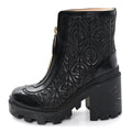 Gucci Calfskin Nappa Rhombus Quilted Trip Ankle Boots 36 Black