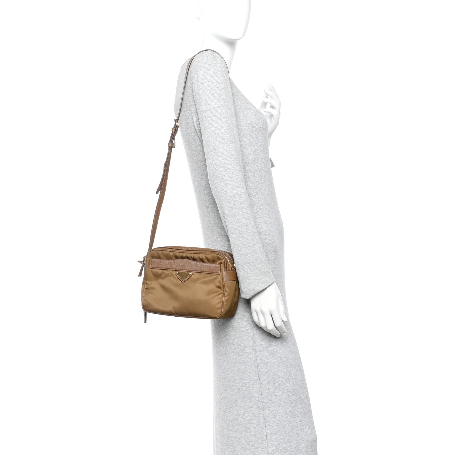 Prada Tessuto Nylon Saffiano Re-Edition 1978 Messenger Bag Sughero