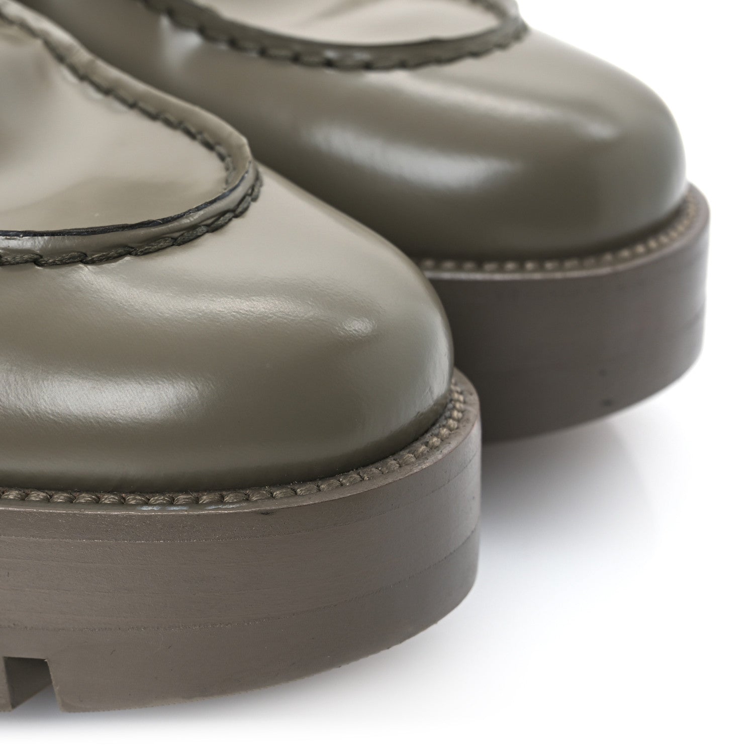 Calfskin Metal CC Loafers 40 Khaki