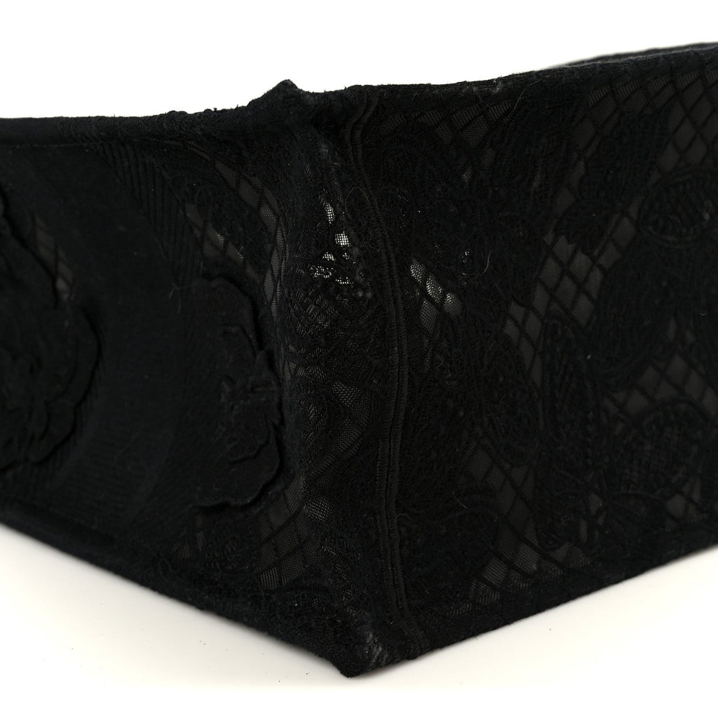 Christian Dior Embroidered 3D Macrame D-Lace Butterfly Medium Book Tote Black Multicolor