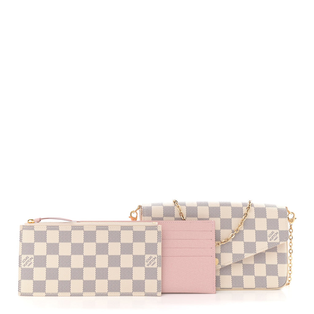 Louis Vuitton Damier Azur Pochette Felicie Chain Wallet Rose Ballerine