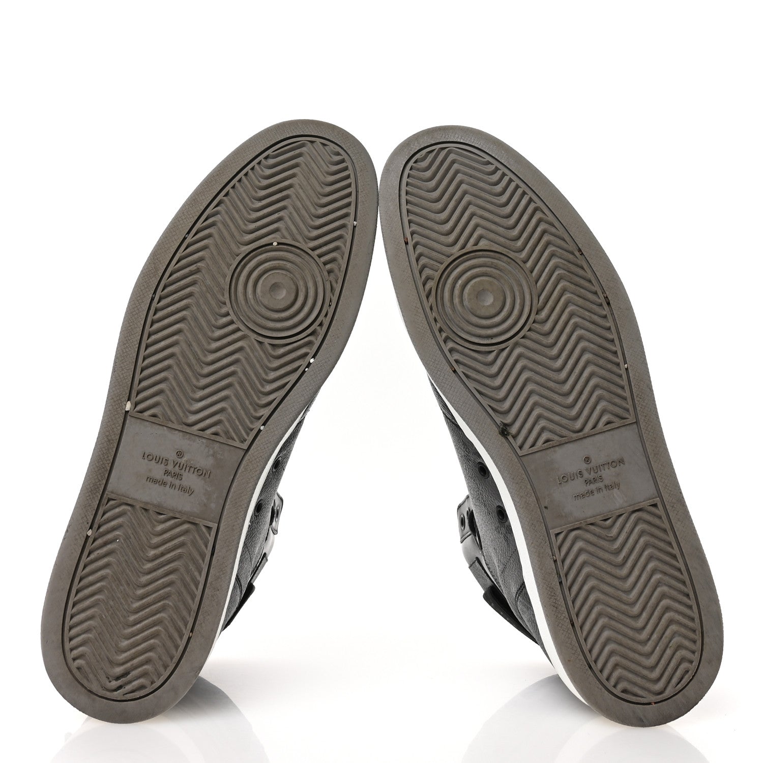 Louis Vuitton Calfskin Monogram Eclipse Mens Rivoli High Top Sneakers 10 Black Grey