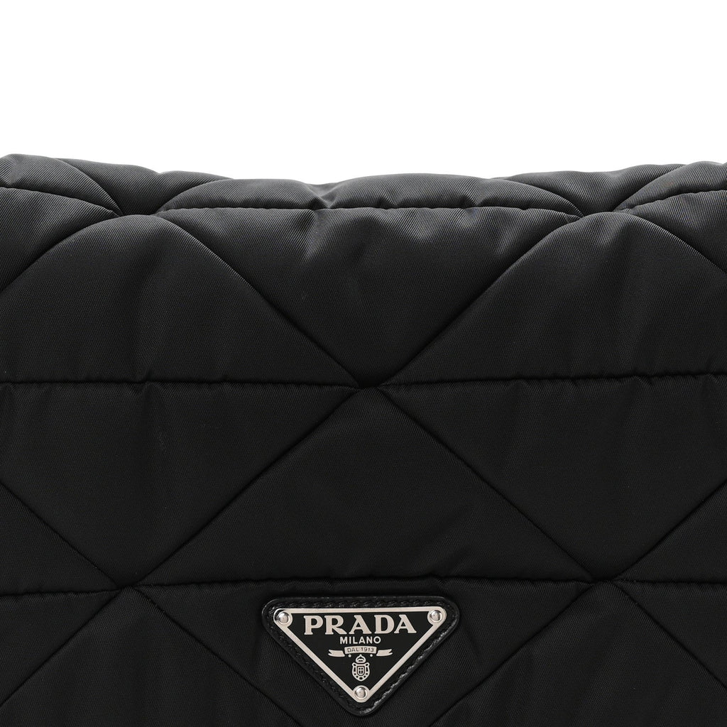 Prada Re-Nylon Quilted Padded Flap Shoulder Bag Black