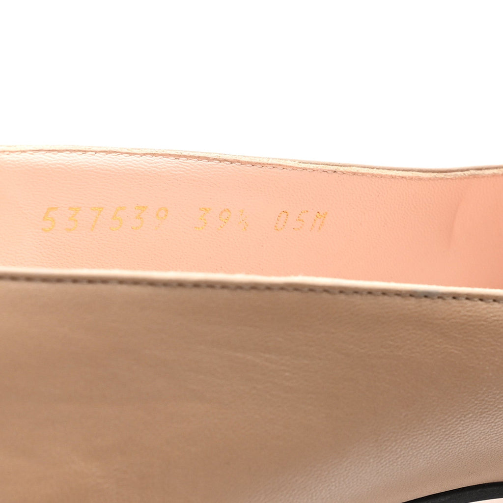 Gucci Malaga Kid Sylvie Web Chain Mid Heel Loafers 39.5 Mud