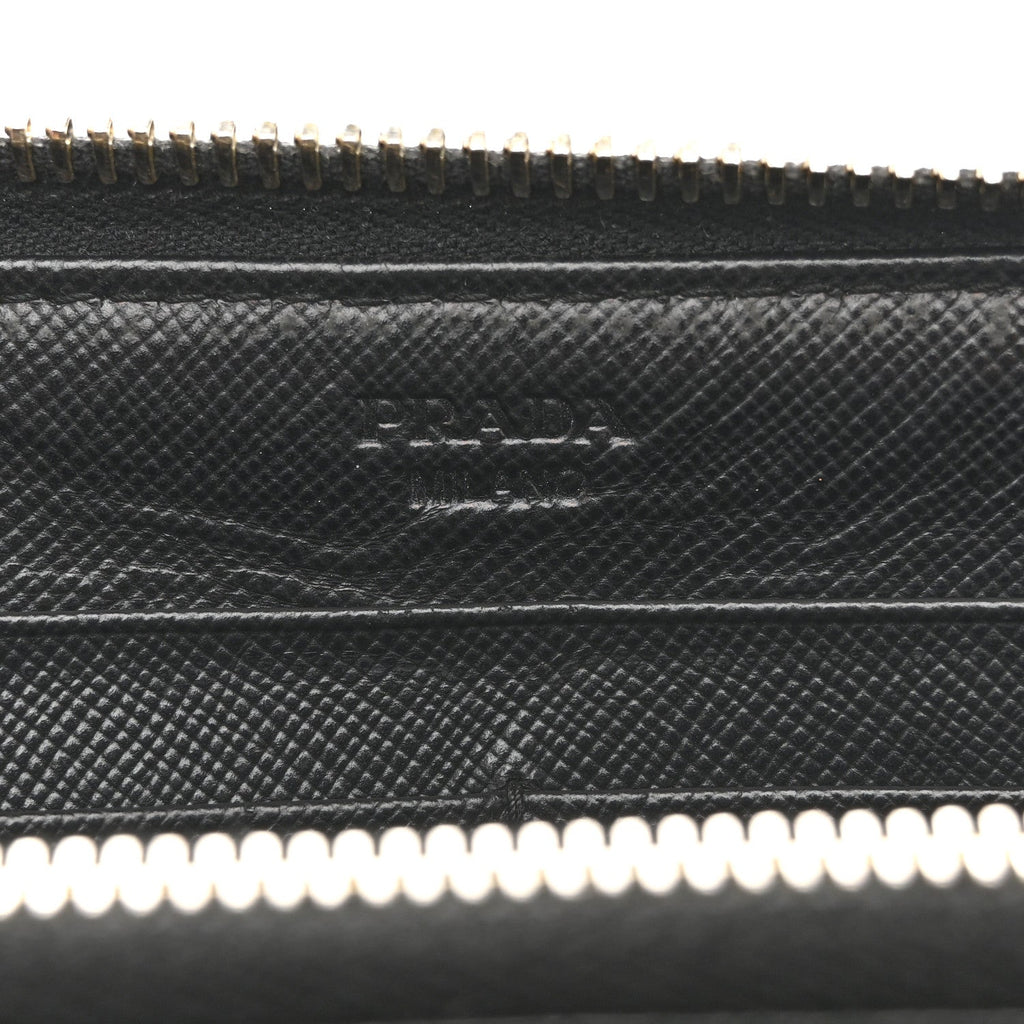 Prada Saffiano Metal Zip Around Wallet Black