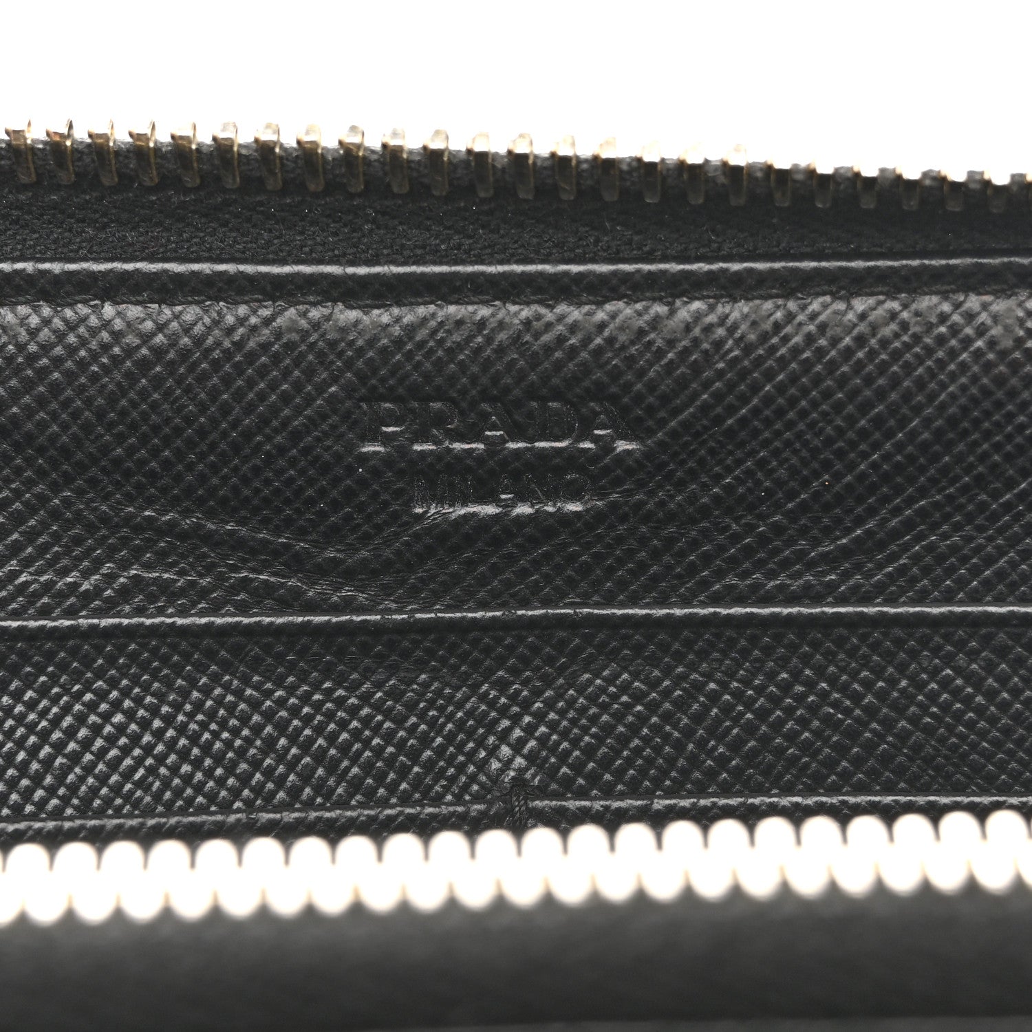 Prada Saffiano Metal Zip Around Wallet Black