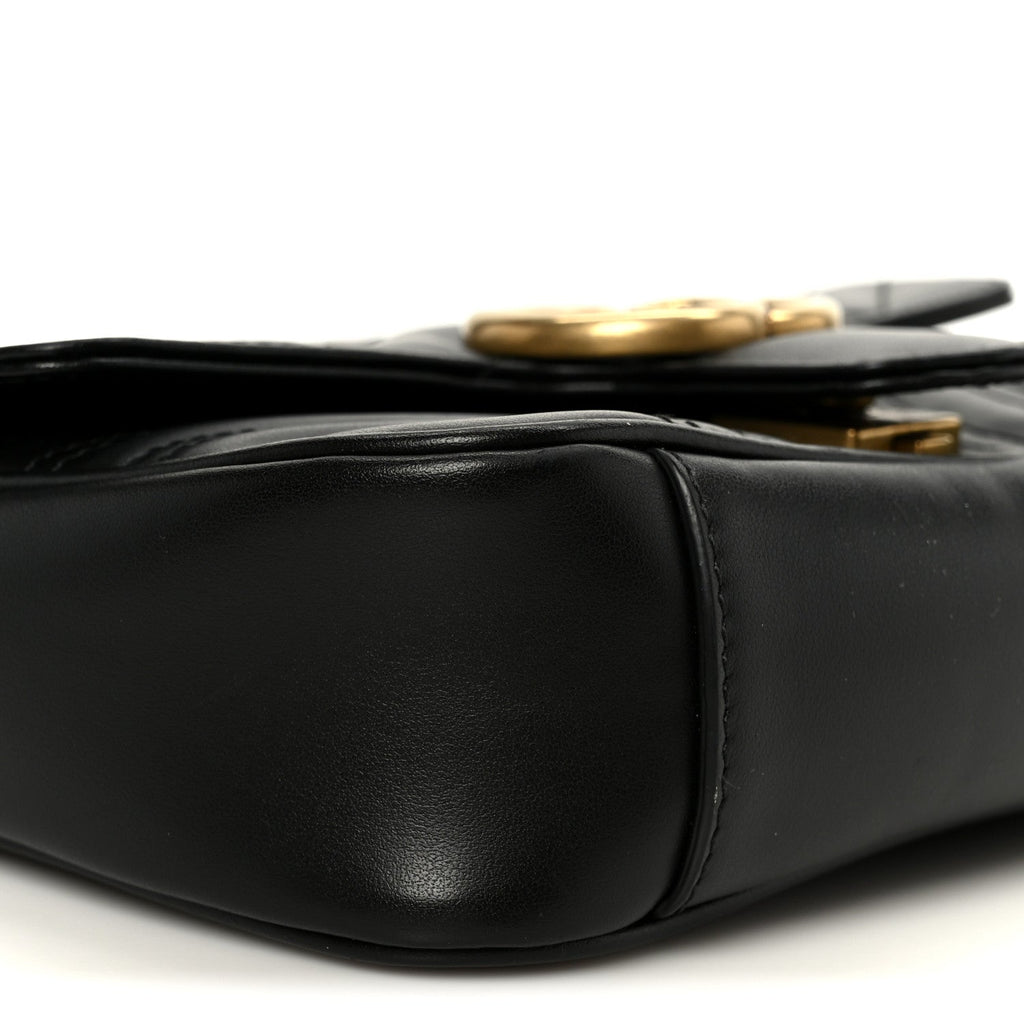 Gucci Calfskin Matelasse Mini GG Marmont Shoulder Bag Black