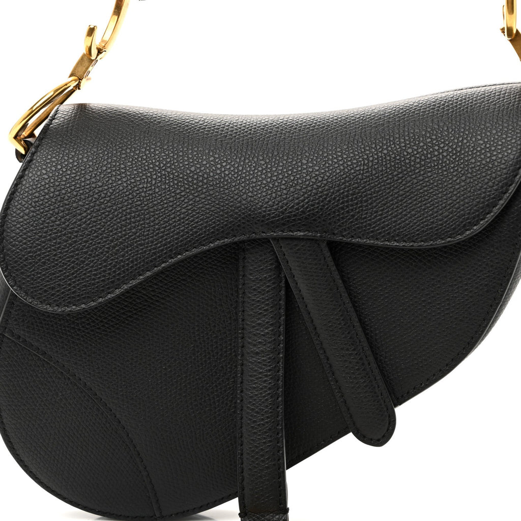 Christian Dior Grained Calfskin Mini Saddle Bag Black