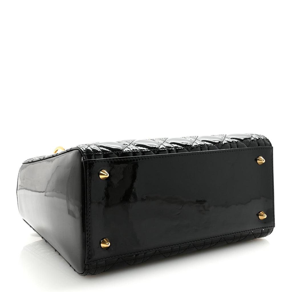 Christian Dior Patent Cannage Medium Lady Dior Black