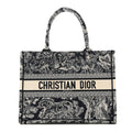 Christian Dior Canvas Embroidered Medium Toile De Jouy Reverse Book Tote Blue