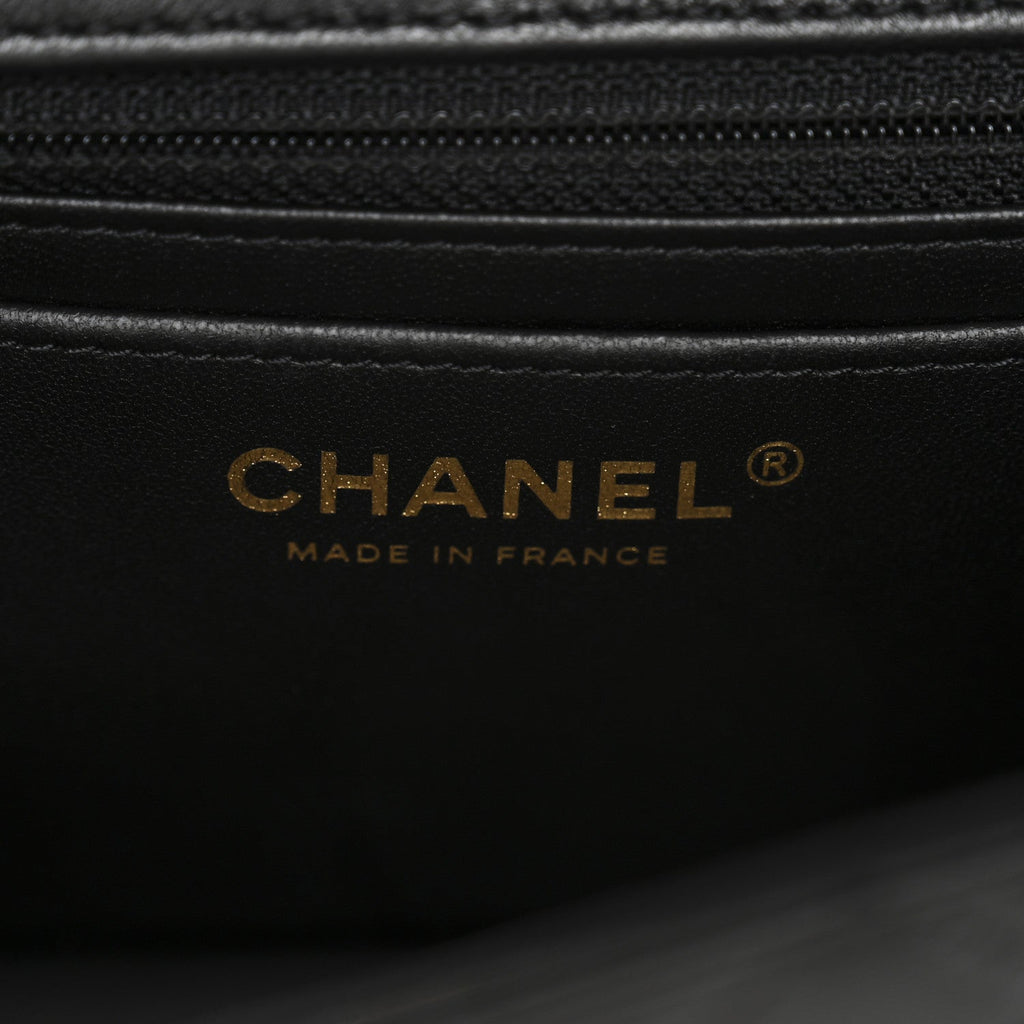 Chanel Lambskin Quilted Mini Rectangular Flap Black
