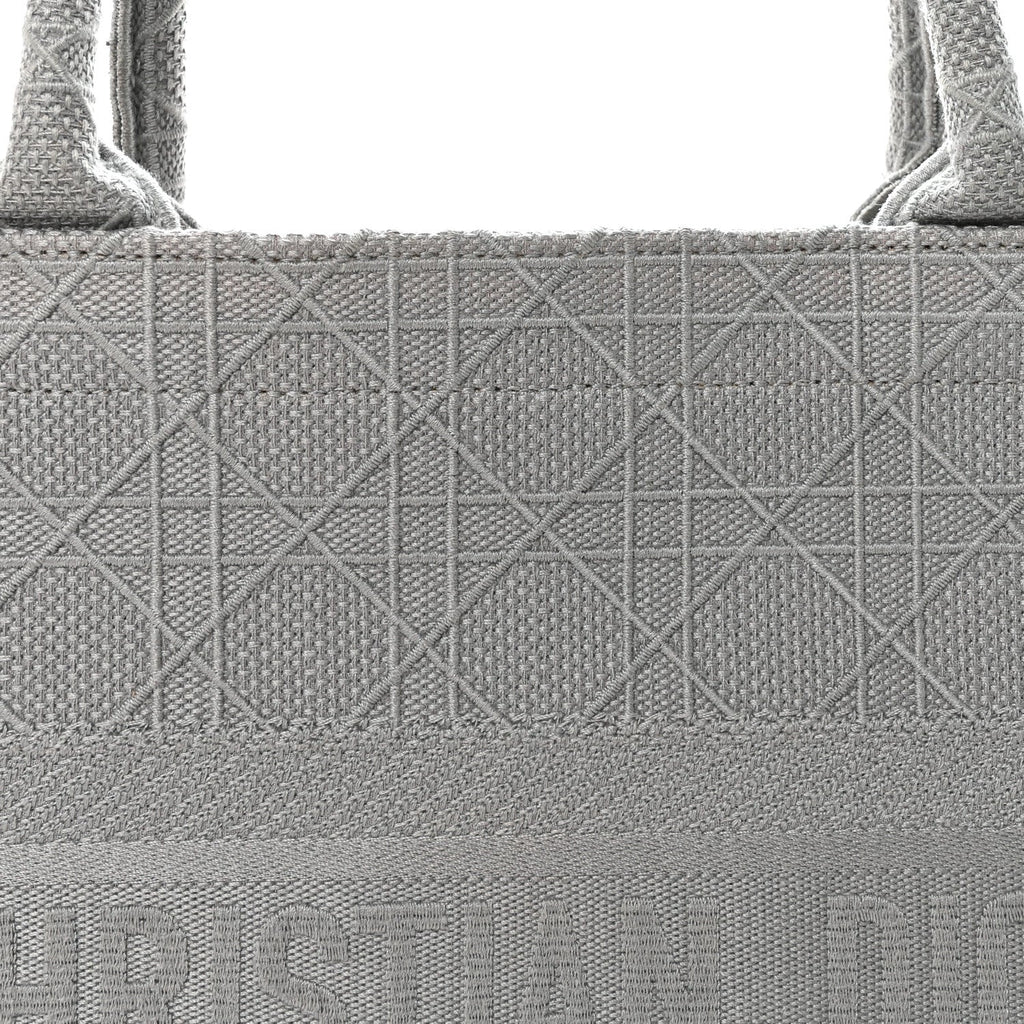 Christian Dior Canvas Embroidered Cannage Medium Book Tote Stone