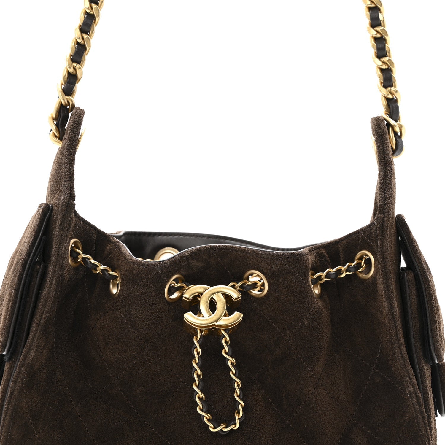 Chanel Suede Quilted Mini Chanel 25 Handbag Dark Brown
