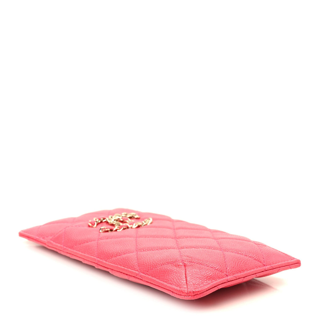 Caviar Quilted French New Wave Flat Wallet Pouch Pink