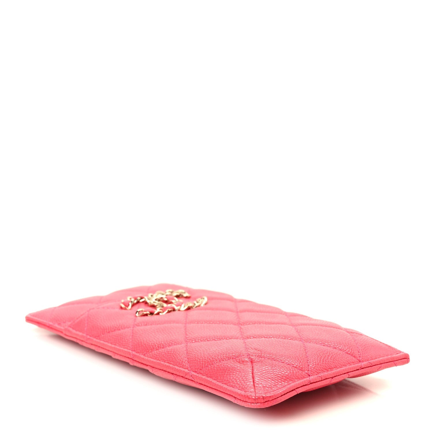 Caviar Quilted French New Wave Flat Wallet Pouch Pink