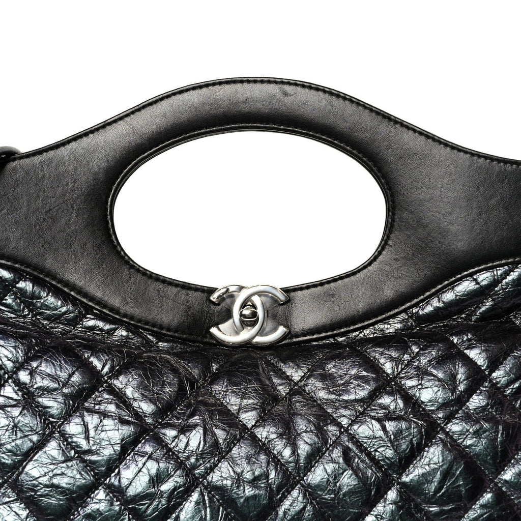 Chanel Crumpled Calfskin Quilted 31 Large Shopping Bag Black